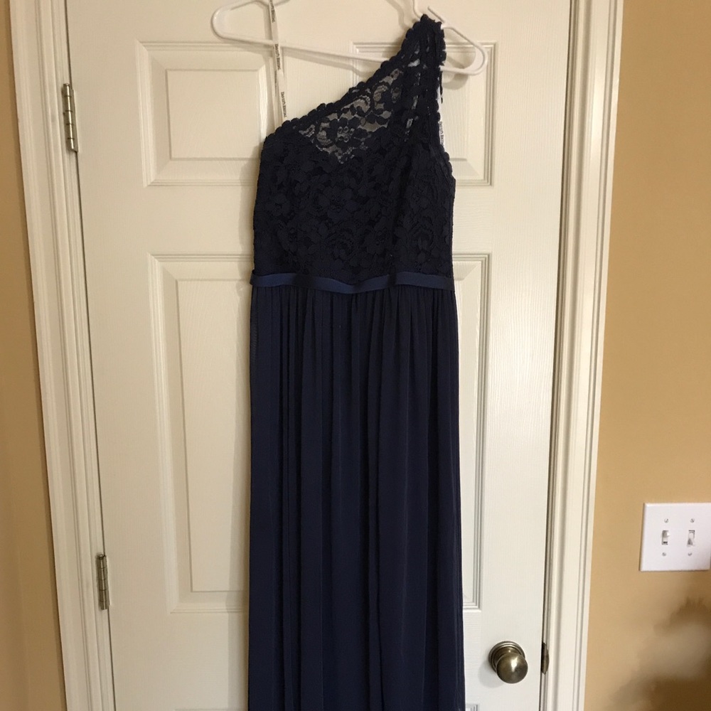 Navy blue long bridesmaid dress